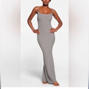 SKIMS Soft Lounge Long Slip maxi Dress Heather Gray size S‎ NWT in packaging
